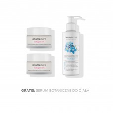 Zestaw przeciwzmarszczkowy Kolagen Krem na dzień, Krem na noc + Serum botaniczne do ciała nawilżające GRATIS